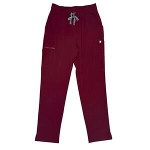 NWT Figs Yola High Waisted Petite Scrub Pants in Burgundy Size XS